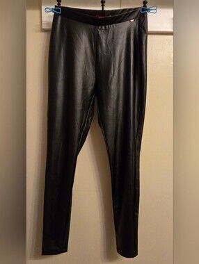 Guess Black Faux Leather Pants Medium Edgy Streetwear Night Out Biker Chic Sexy